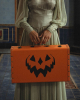 Spooky Pumpkin Vintage Suitcase Orange 