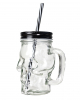 Skull Drinking Glass With Lid & Straw 