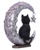 Schwarze Katze auf schlafendem Mond Figur 19cm 