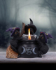 Hexenkatzen mit Hexenkessel Teelichthalter 12,5cm 