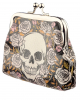 Skull & Roses Wallet With Clip Closure 