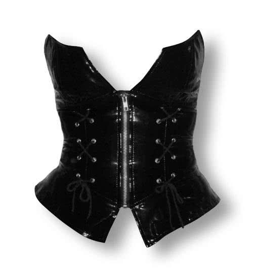 PVC Corset Look Top XS Fetish Vinyl Top Gothic Fashion