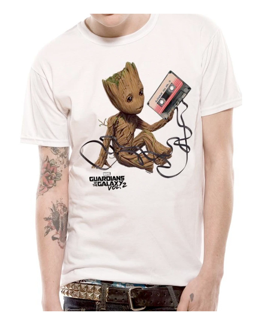 Groot With Cassette T Shirt Guardians Of The Galaxy 2 Horror Shop Com