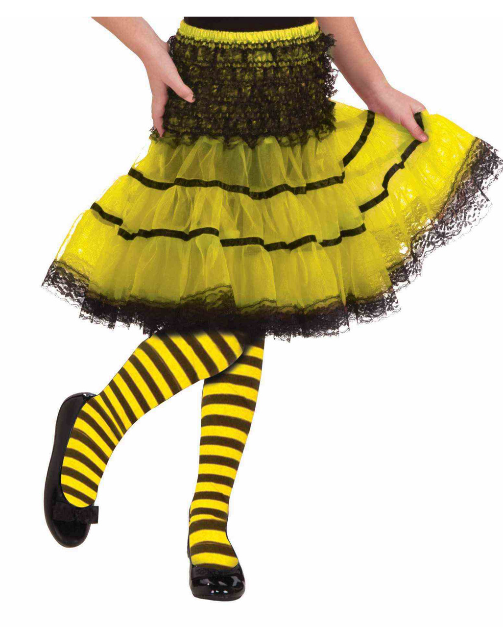 Childrens Yellow and Black Bee Striped Tights 