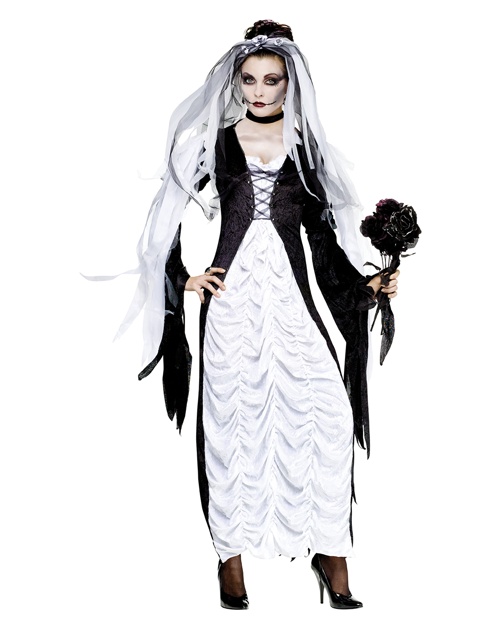 NEW Adult Halloween Costume Accessory Bride SPOOKY WHITE GHOST GLOVES 