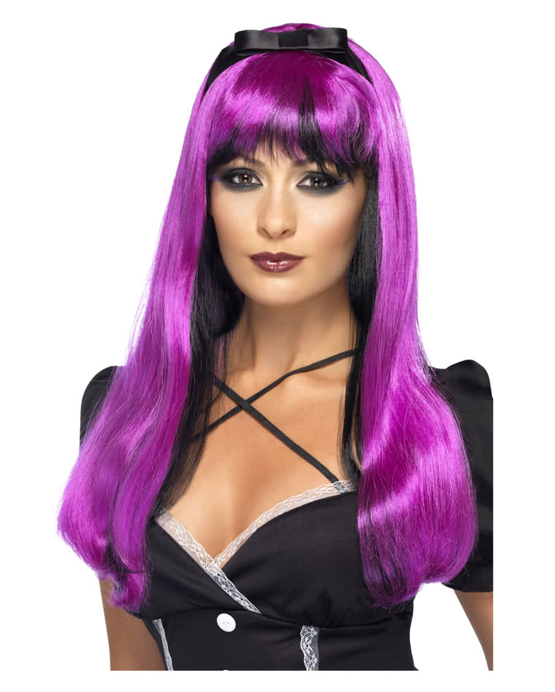Cosplay witch wig pink / black Longhaired Gothic Witch Wig horror