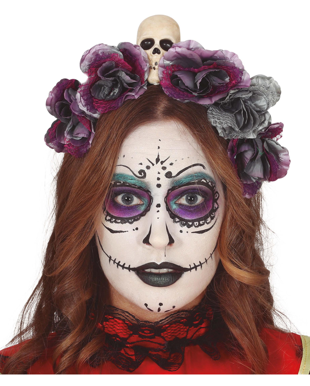 Hotop Dia De Los Muertos Haarreif – Mit Totenkopf & Blumen, Set Mit 4 Stück Für Party & Halloween