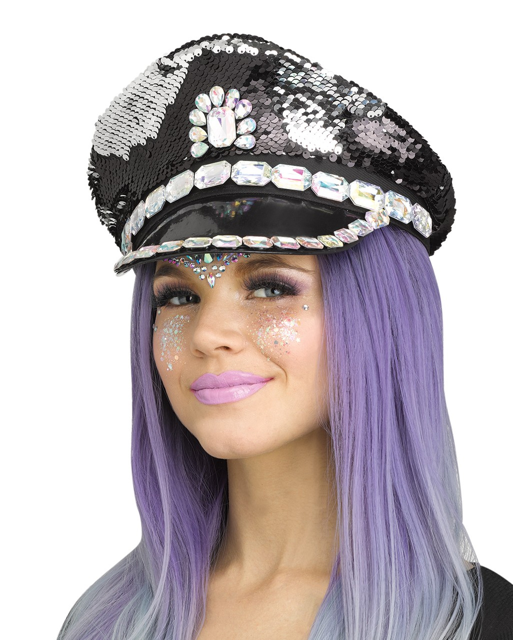 sequin police hat