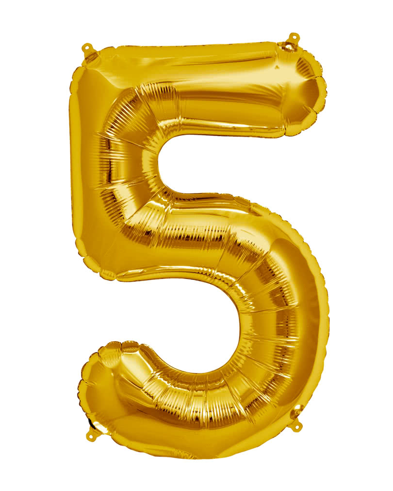 Foil Balloon Number 5 Gold Balloon with 
