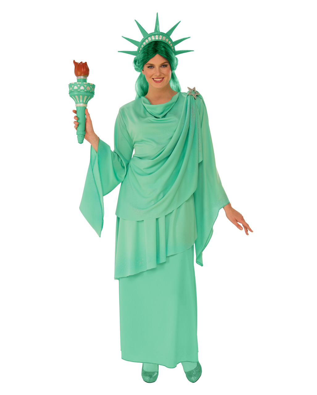 Statue of Liberty Ladies Fancy Dress American NY Novelty Adults Costume Outfit 