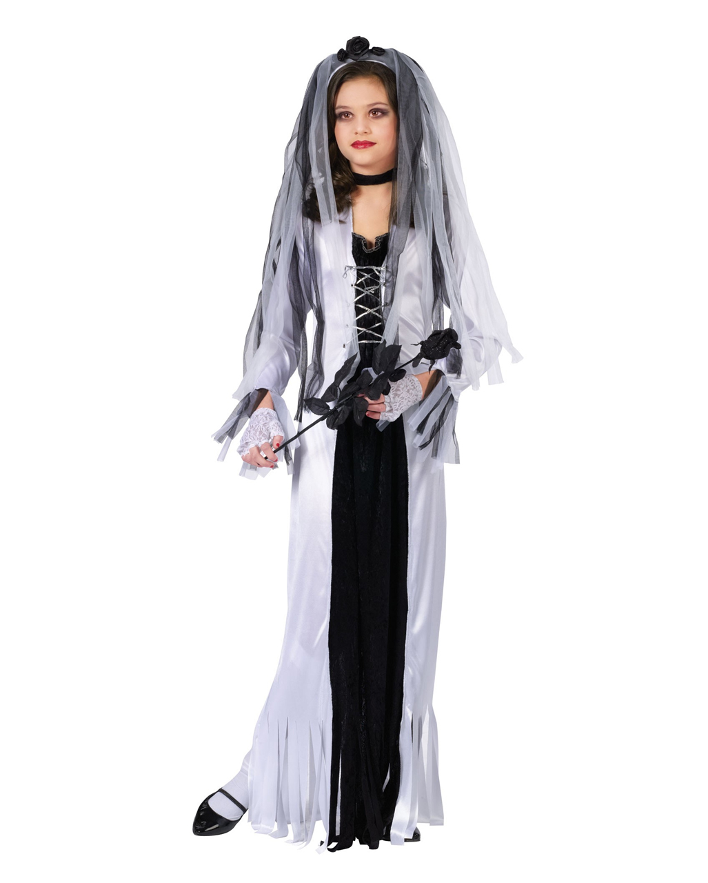 GEISTERBRAUT Kinder Kostüm Gr 158 Kleid mit Brautschleier Halloween Mädchen #468 