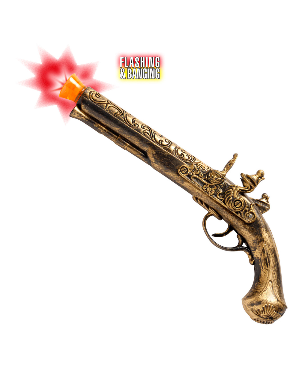 Golden Pirate Pistol With Effect as a costume accessory | horror-shop.com