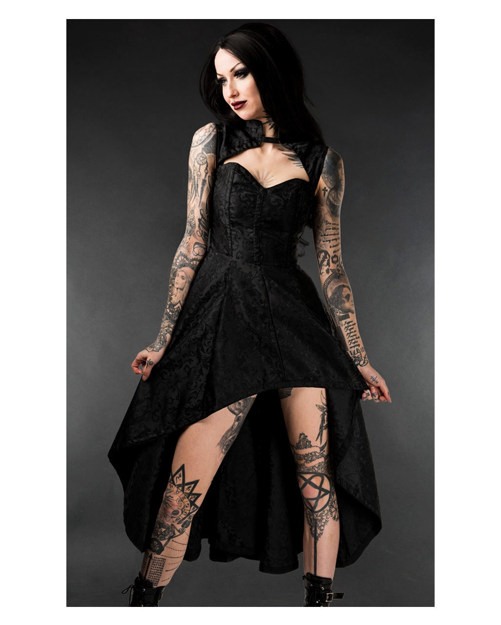 Brocade Corset Dress Onyx Steel Gothic Dresses Horror