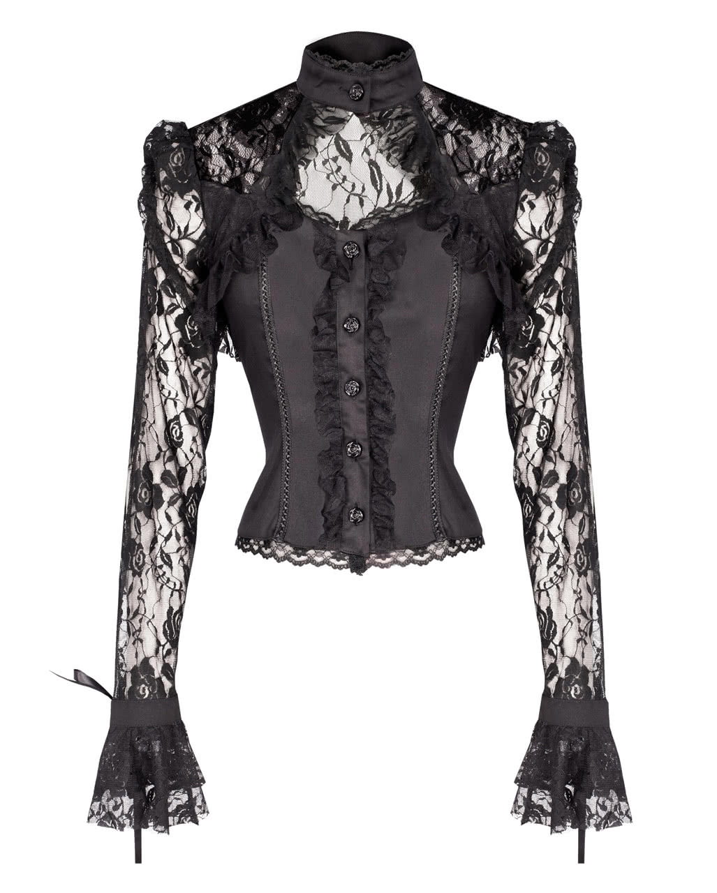 Gothic lace blouse for lacing black | horror-shop.com