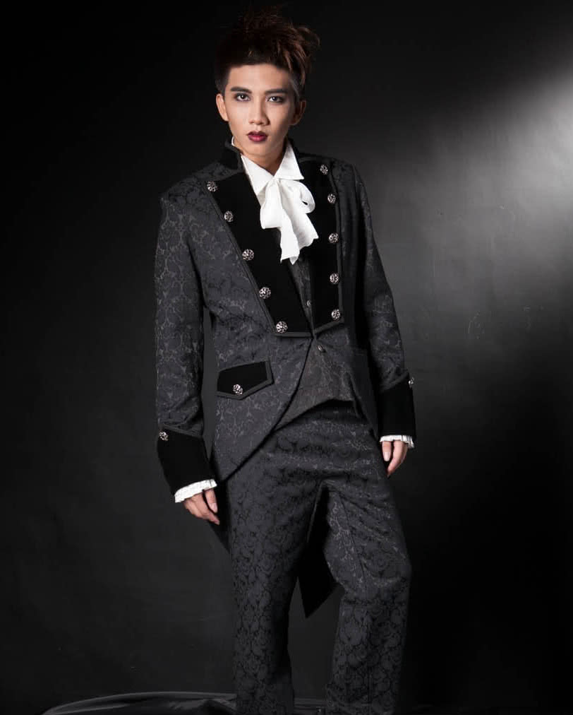 gothic herren gehrock schwarz gothic brokat mantel gothic fashion 660703