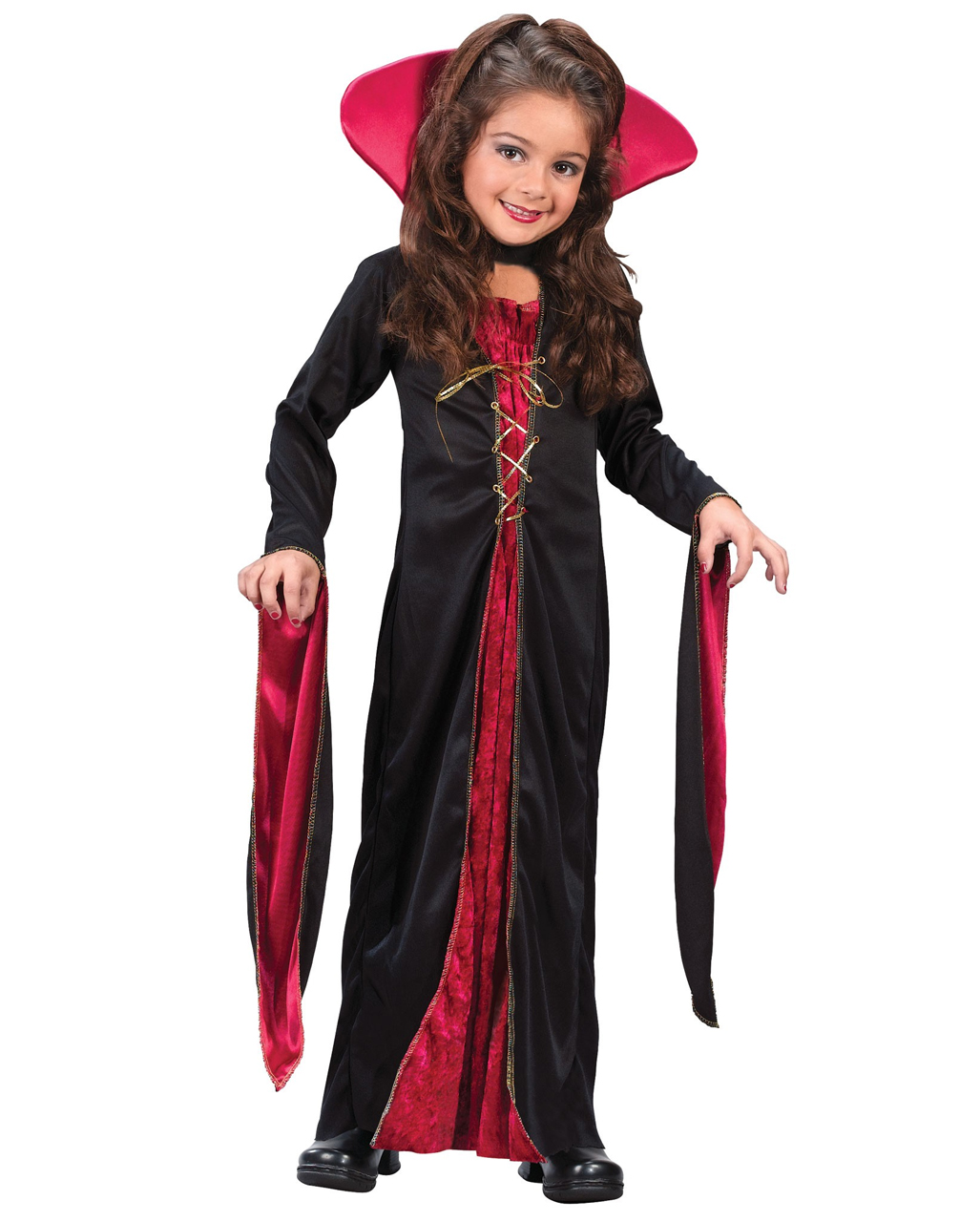 Dracula-Kostüm für Mädchen Baronin Kinderkostüm Gräfin Vampir-Kostüm 127-132cm 