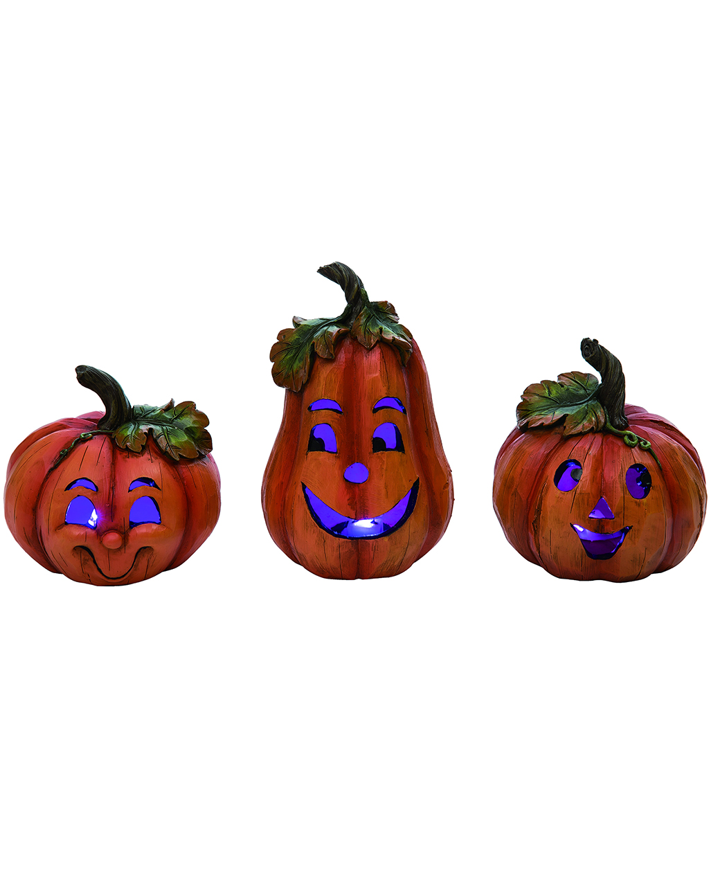 Halloween Pumpkin Decorative Figure In Wood Look Set Of 3 Buy ✓