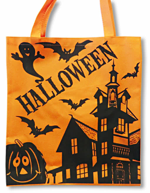 Halloween Stofftasche Orange Trick Or Treat Tasche Süßigkeitentüte Horror 