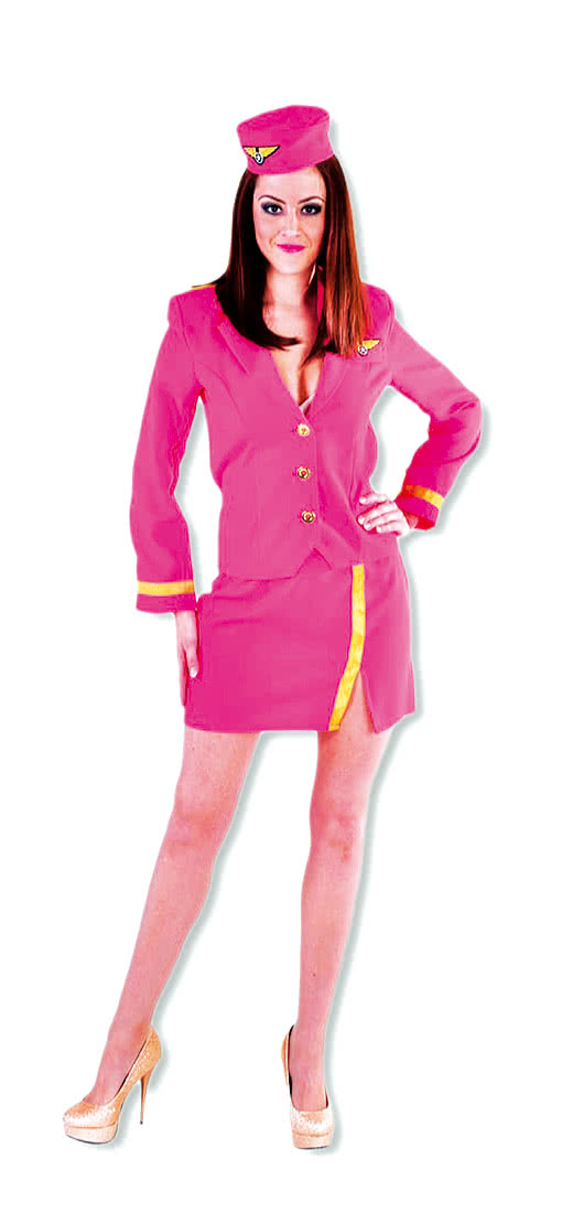 Heisse Stewardess Frauen Kostum Pink Stewardess Flugbegleiterin Bedienung Horror Shop Com
