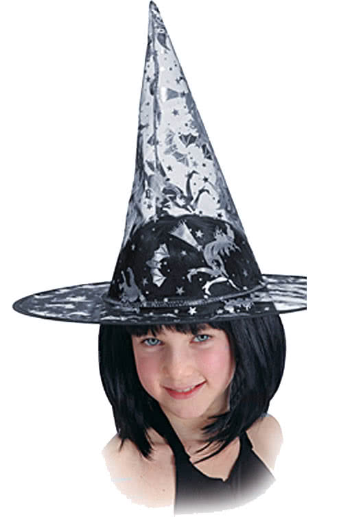 Child Witch Hat with Silver Print Witch Hats for Children Child Witch