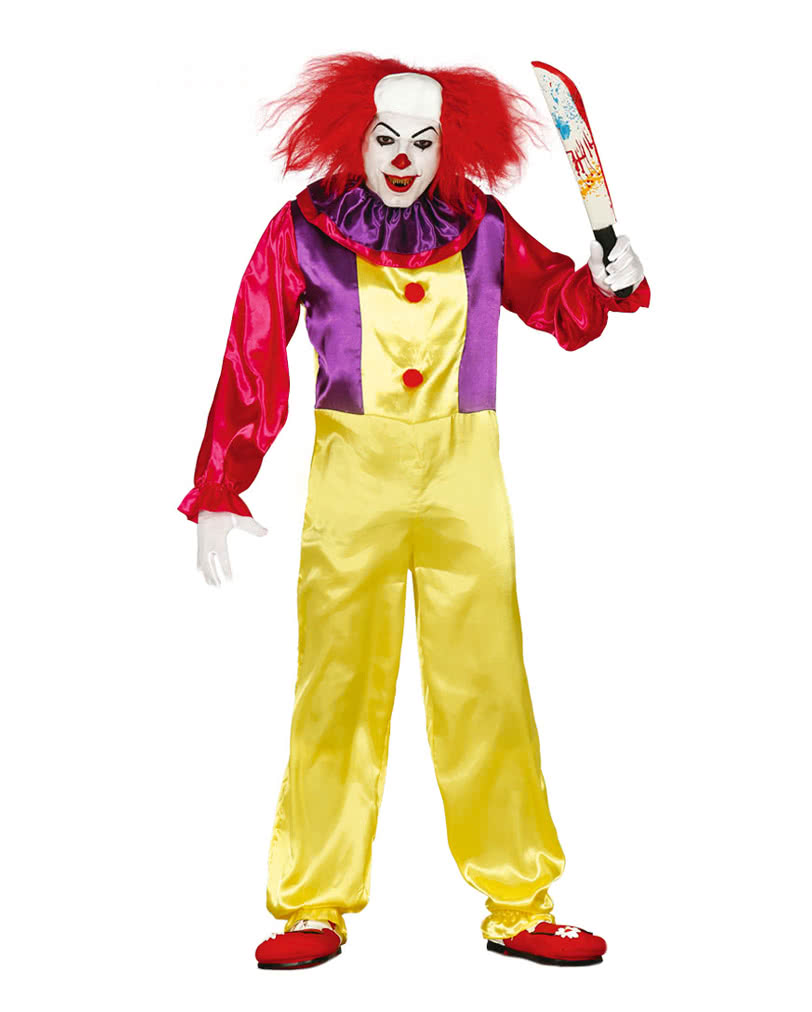 HERREN KILLERCLOWN KOSTÜM & MASKE Halloween Karneval Horror Mörder Killer Clown 