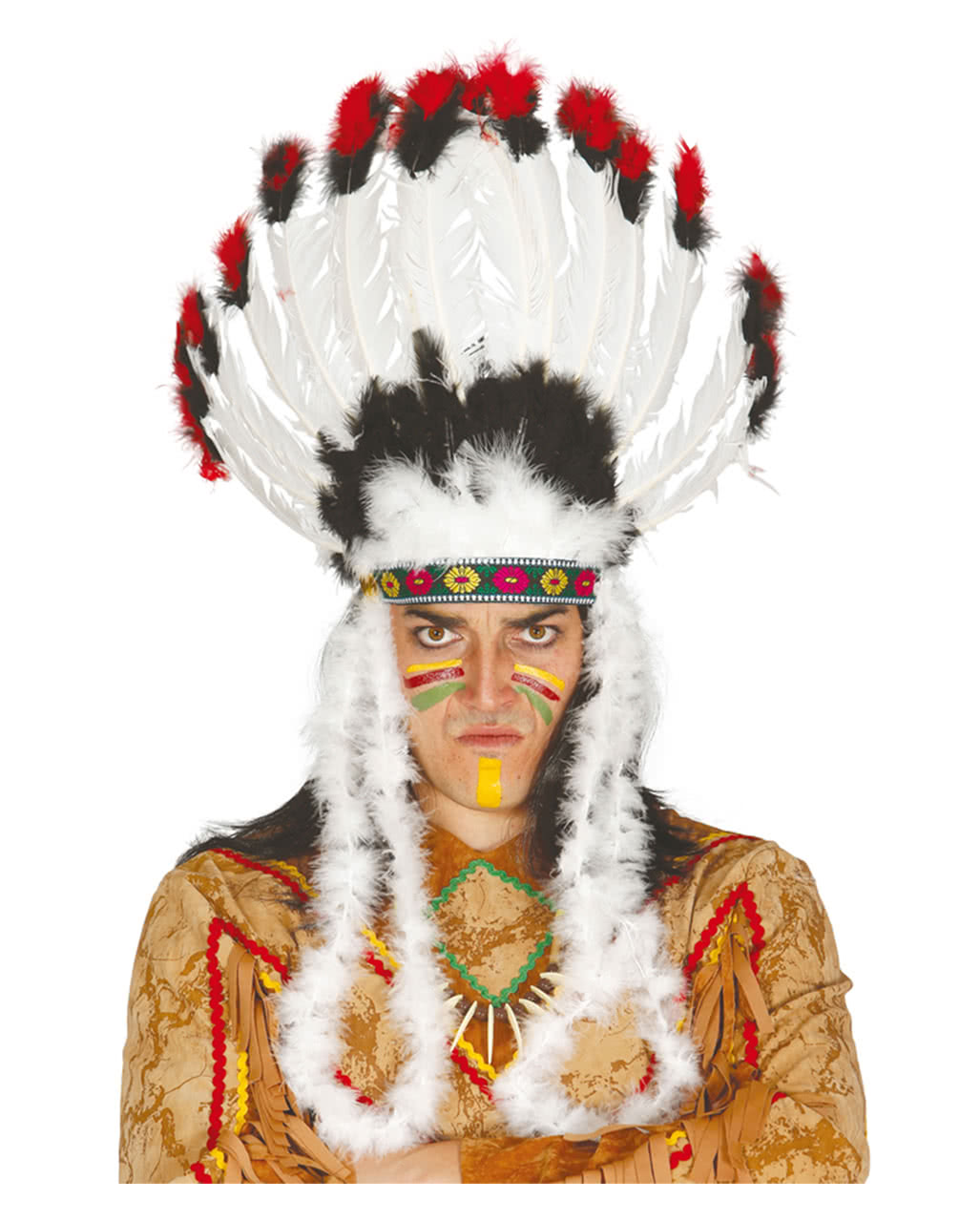 Indian Chief Fancy Dress Feather Headdress Head Dress Sitting Bull New by Smiffy 
