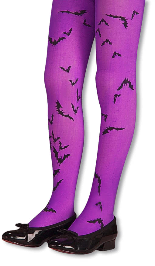 Children Bat Tights Purple | Halloween Tights | horror-shop.com