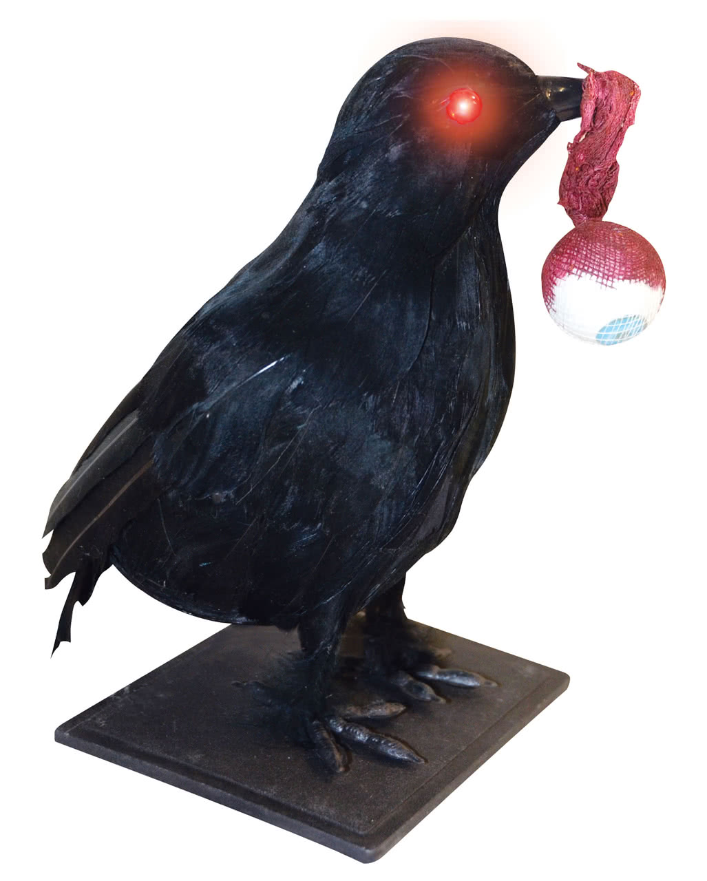 Crow with bloody eye in beak to order