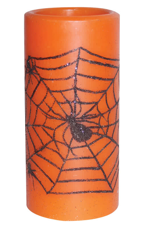 LED Candle Orange with Cobweb Get this fantastic LED Halloween