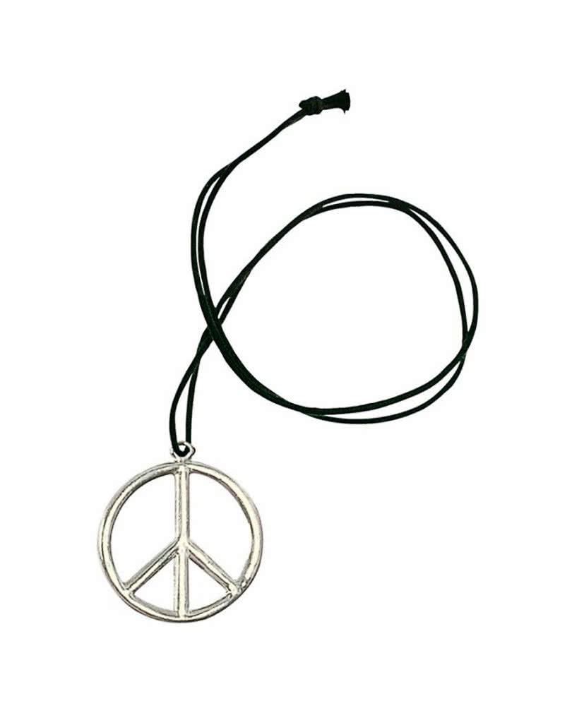 thumbnail image 2 of Skeleteen Peace Sign Necklace - 1960s Hippie Style Pendant With Rope Chain 2 of 14