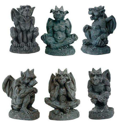 Mini Gargoyle 6er Set -Kleine Gothic Statuen-Figuren im ...