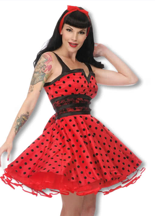 Petticoat Kleid mit Punkten schwarz-rot -gepunktetes Kleid ...