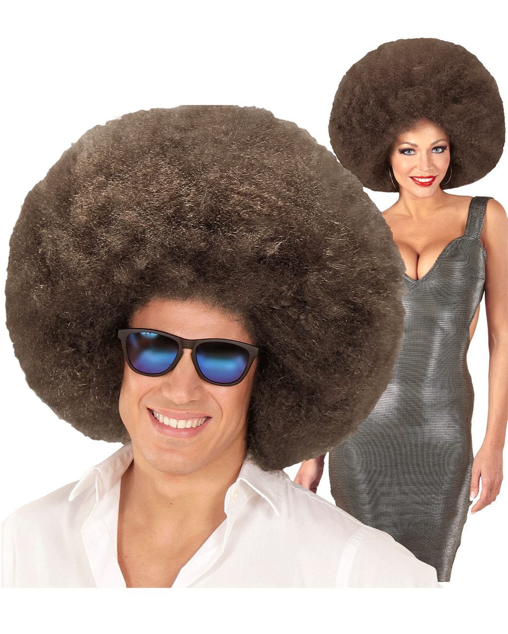 Huge Afro Wig Brown as costume accessories