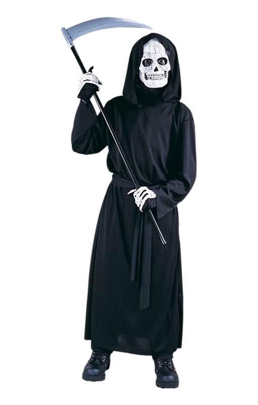 Sensenmann Kostüm Set 7-teilig - Grusel Umhang Mit Sense & Maske Für Halloween
