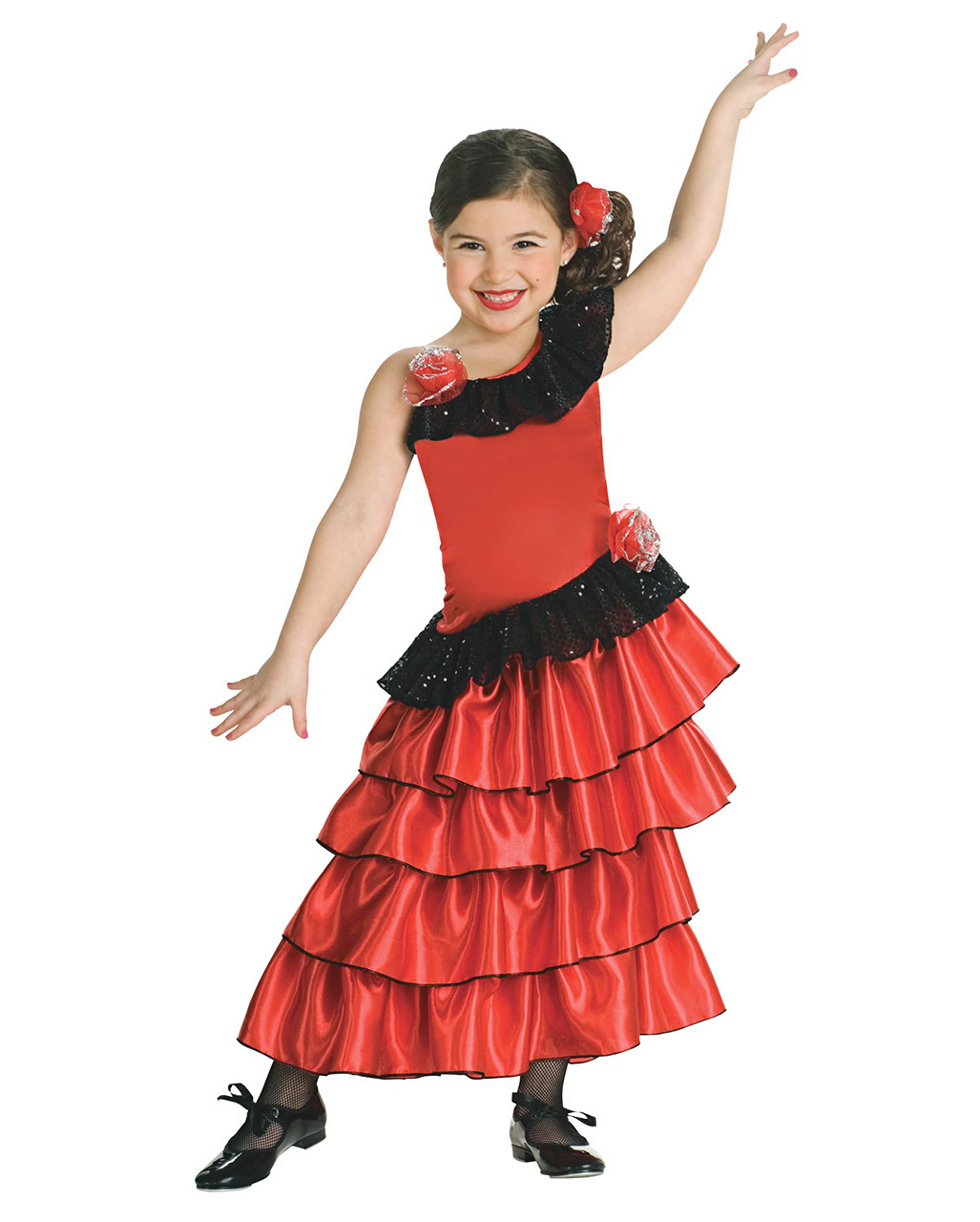Fan Western Senorita Costume Mexican Spanish Dancer Flamenco Spain Fancy Dress 