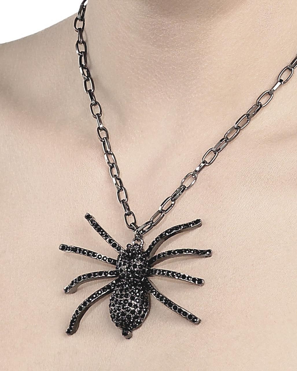 Fvermecky Halloween Rhinestones Spider Pendant Necklace for Women Men