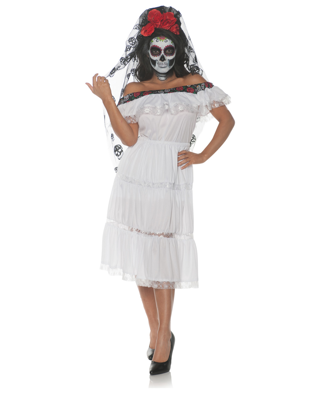 Halloween Ladies Fancy Dress Day of The Dead Senorita Voodoo Adults Costumes 