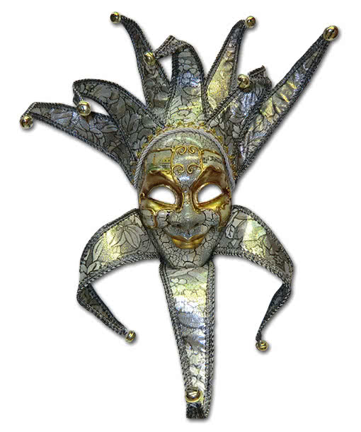 Jester Mask silver Men`s mask for the Venice Carnival
