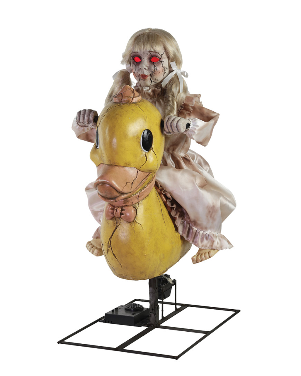 porcelain doll on rocking horse