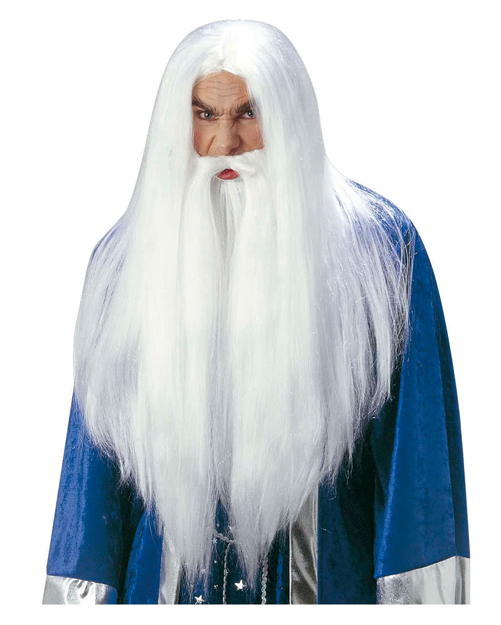 thumbnail image 2 of Deluxe Long Wizard Beard Costume Accessory - Gandalf Merlin Dumbledore Style - Black, White, Grey Or Ginger 2 of 5