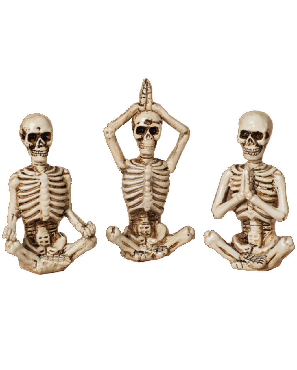 Yoga Skelett Figuren 3er Set 8cm ☆ Gothic Geschenk