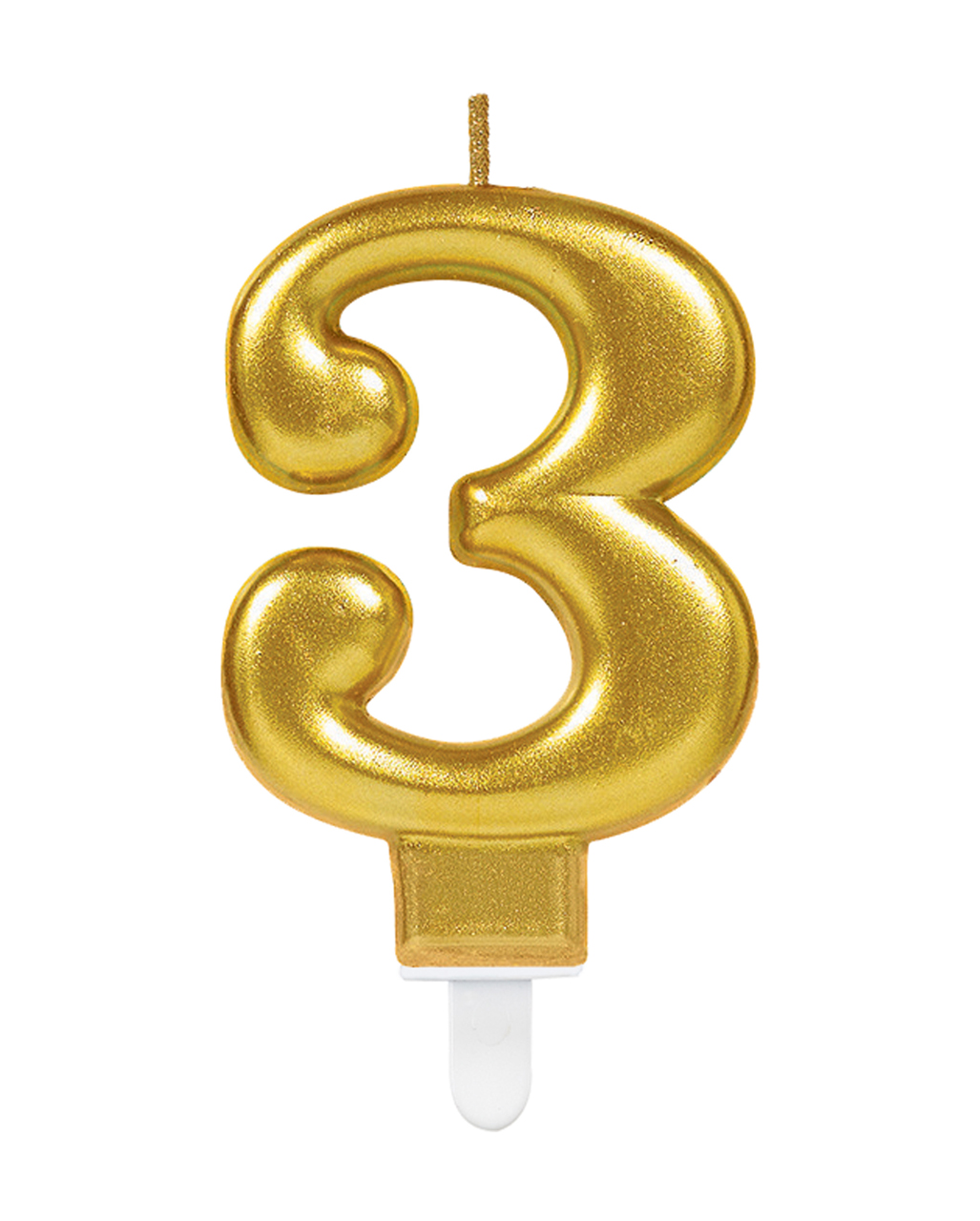Number Candle 3 Metallic Gold as anniversary candle | Horror-Shop.com
