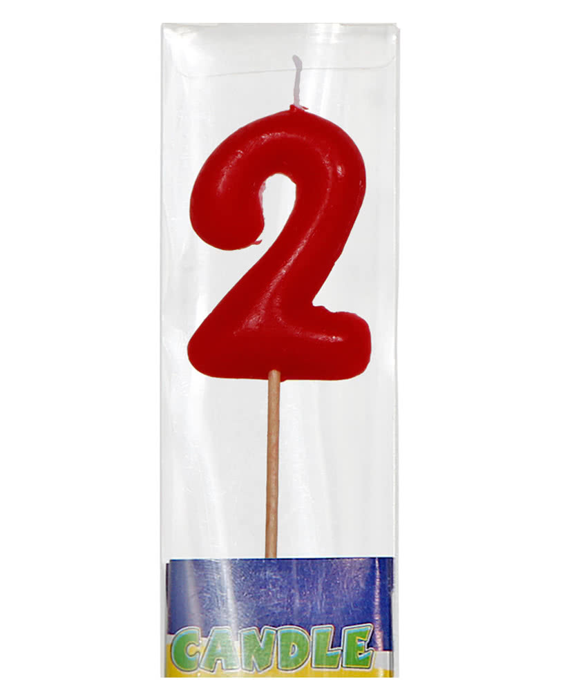 red number 2 birthday candle