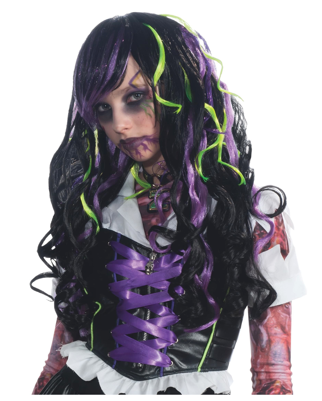 Zombie Rocker Wig Punk Rock Star Fancy Dress Halloween Child Costume Accessory