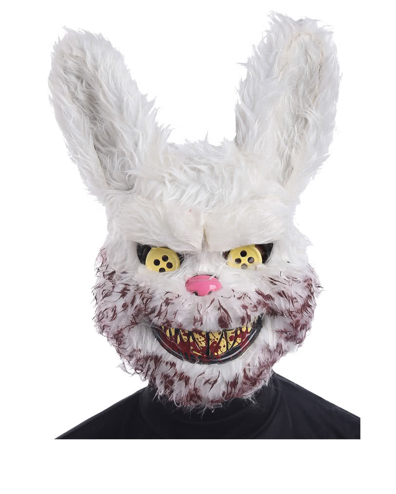 White Fluffy Bloody Zombie Bunny Ears on Headband 