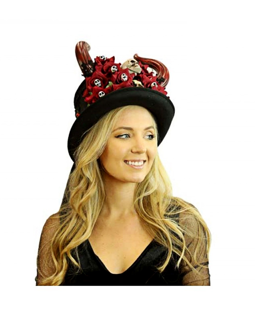 Dia De Los Muertos Top Hat With Horns 