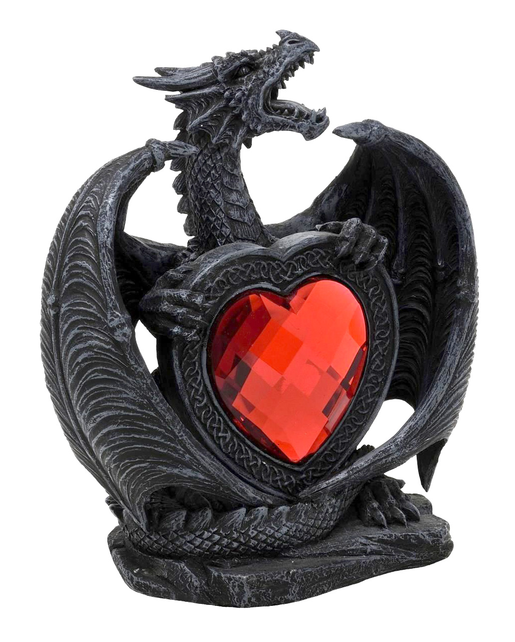 Excidium mit rotem Herz Gothic Liebe Geschenk Deko Statue Drachen Figur 