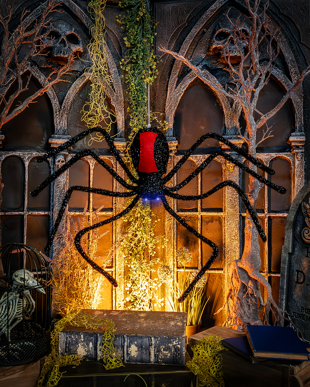 Dropping Spider Halloween Animatronic 58cm