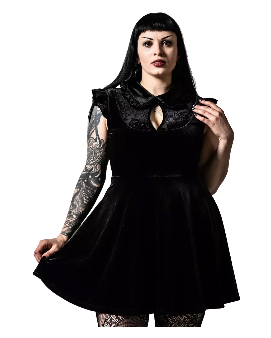 KILLSTAR Amaymon Collar Dress With cutout | Horror-Shop.com