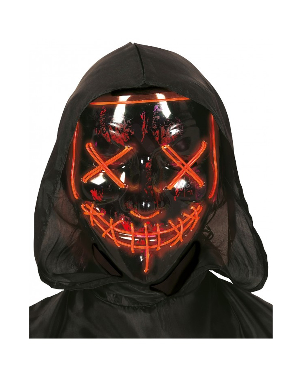 Glowing LED Guy Fawkes Mask Black Halloween